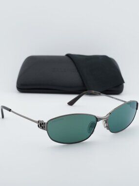 Balenciaga BB0336S 005 Unisex Oval Sunglasses - Grey / Green Mirror